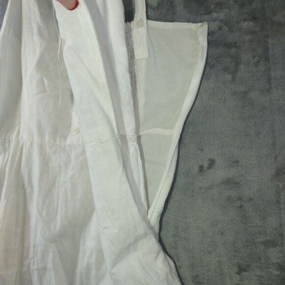 Old Navy Womens Sleeveless Sundress Smocked Back Size L White Vacation Cruise - Picture 7 of 16